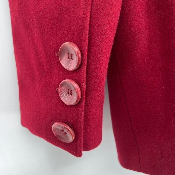 Steve Madden Red Wool Blend Double-Breasted Peacoat Jacket Women’s Size L - Picture 9 of 14